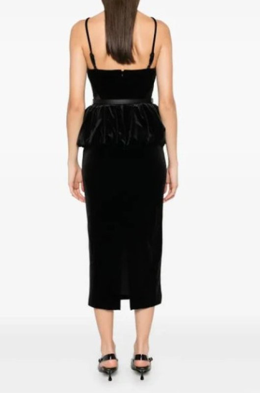 画像2: Self Portrait　セルフポートレート  Belted lace-trimmed velvet midi dress (2)