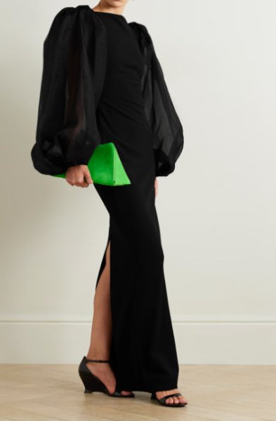画像1: 9/20までセール！Solace London ソレイスロンドン  Karla crepe and organza maxi dress (1)