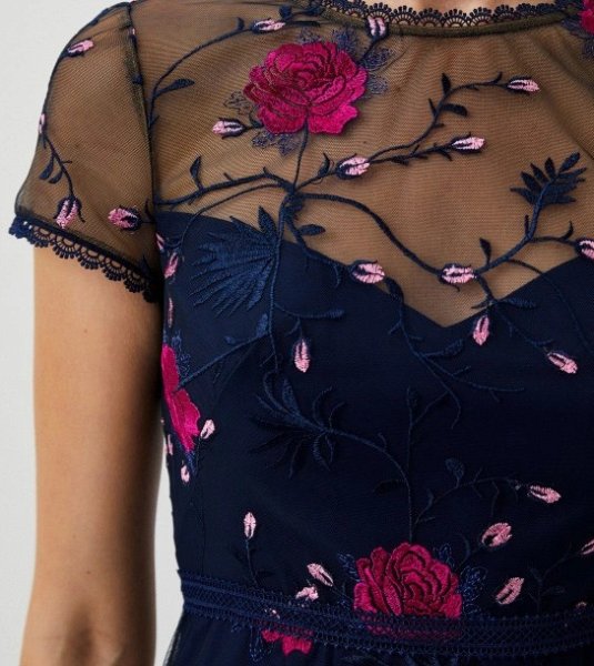 画像3: 限定セール！ML Monique Lhuillier モニークルイリエ   花柄刺繍チュールドレス (3)