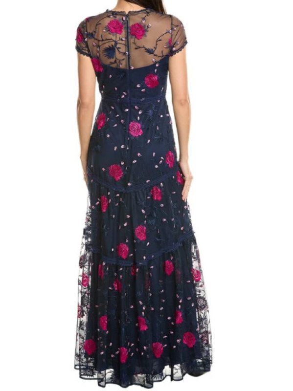 画像2: 限定セール！ML Monique Lhuillier モニークルイリエ   花柄刺繍チュールドレス (2)