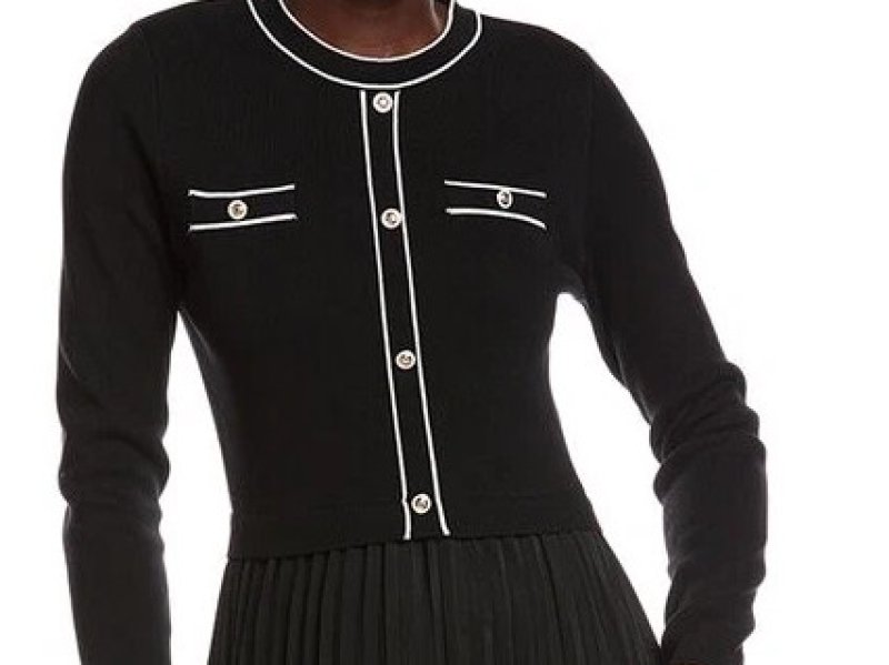 画像3: セール！Nanette Nanette Lepore ナネットレポー   ロングスリーブプリーツミディドレス　ブラック (3)