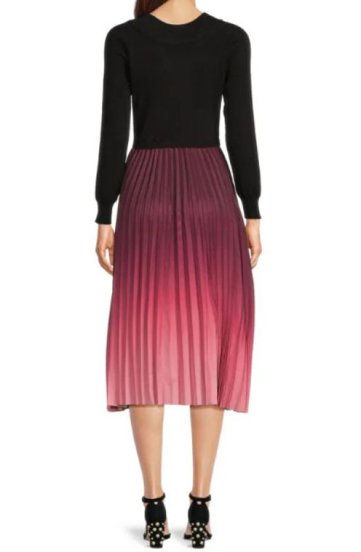 画像2: セール！Nanette Nanette Lepore ナネットレポー   Ombre ロングスリーブプリーツミディドレス　パープル系 (2)