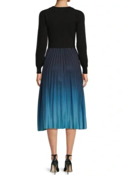 画像2: セール！Nanette Nanette Lepore ナネットレポー   Ombre ロングスリーブプリーツミディドレス　ブルー系 (2)