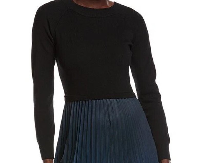 画像3: セール！Nanette Nanette Lepore ナネットレポー   Ombre ロングスリーブプリーツミディドレス　ブルー系 (3)