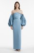 画像1: セール!【滝沢眞規子さん着用】Solace London ソレイスロンドン  Carmen off-the-shoulder satin-twill and crepe gown ブルー系  13826 (1)