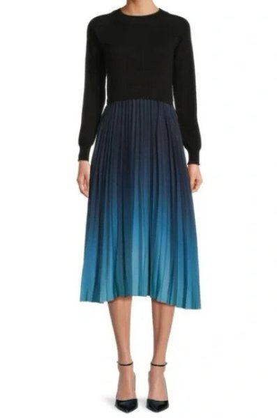 画像1: セール！Nanette Nanette Lepore ナネットレポー   Ombre ロングスリーブプリーツミディドレス　ブルー系 (1)