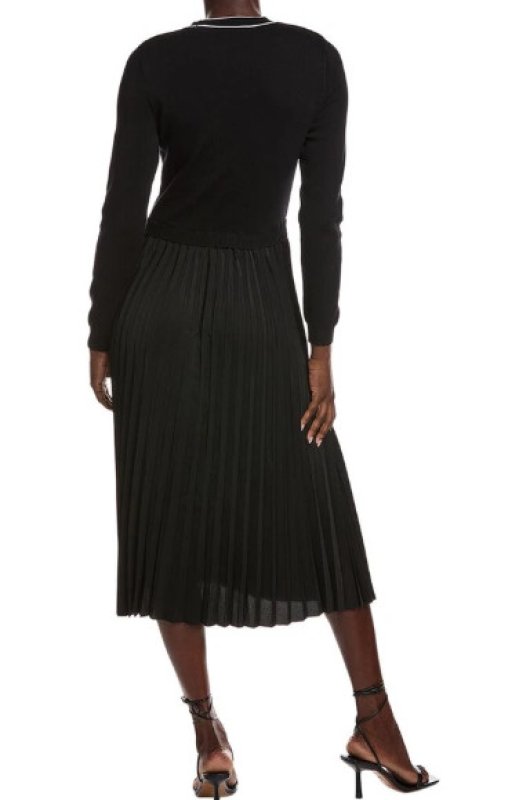 画像2: セール！Nanette Nanette Lepore ナネットレポー   ロングスリーブプリーツミディドレス　ブラック (2)