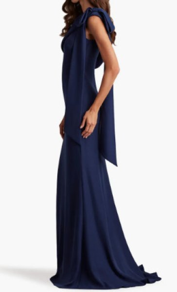 画像2: Tadashi Shoji タダシショージ   cassia ワンショルダー Gown  ネイビー系  20802 (2)