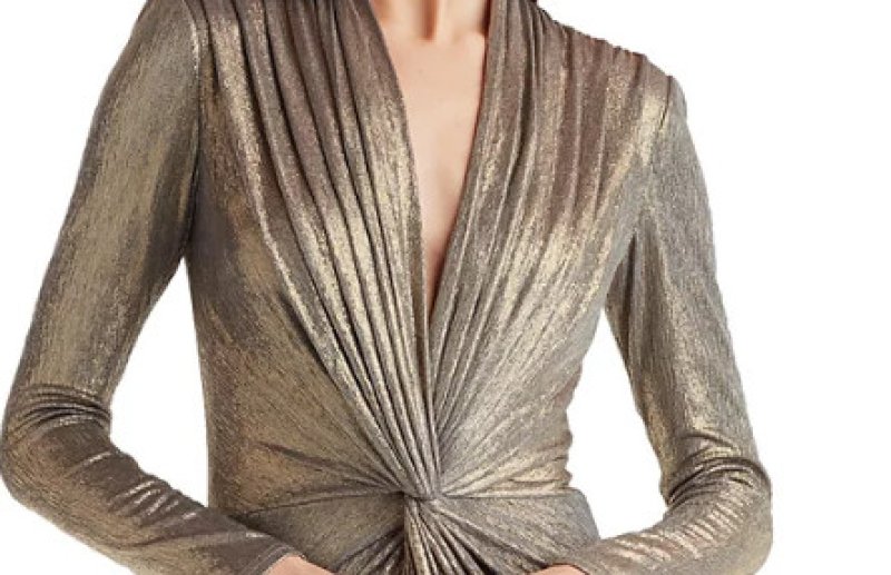 画像3: Tadashi Shoji タダシショージ  　Ferrum Metallic Twist Drape Gown　シルバー、ゴールド系 (3)