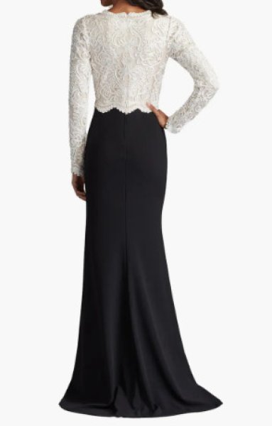 画像2: Tadashi Shoji  タダシショージ   Verae Embroidered Bodice Gown ブラック、ホワイト (2)