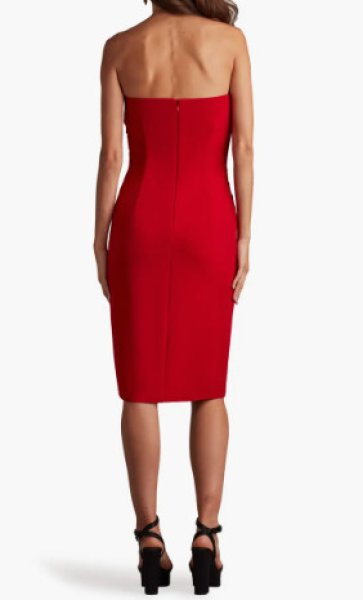 画像2: Tadashi Shoji タダシショージ   Pique ストラップレスドレス　レッド   (2)