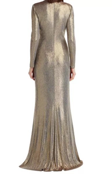 画像2: Tadashi Shoji タダシショージ  　Ferrum Metallic Twist Drape Gown　シルバー、ゴールド系 (2)