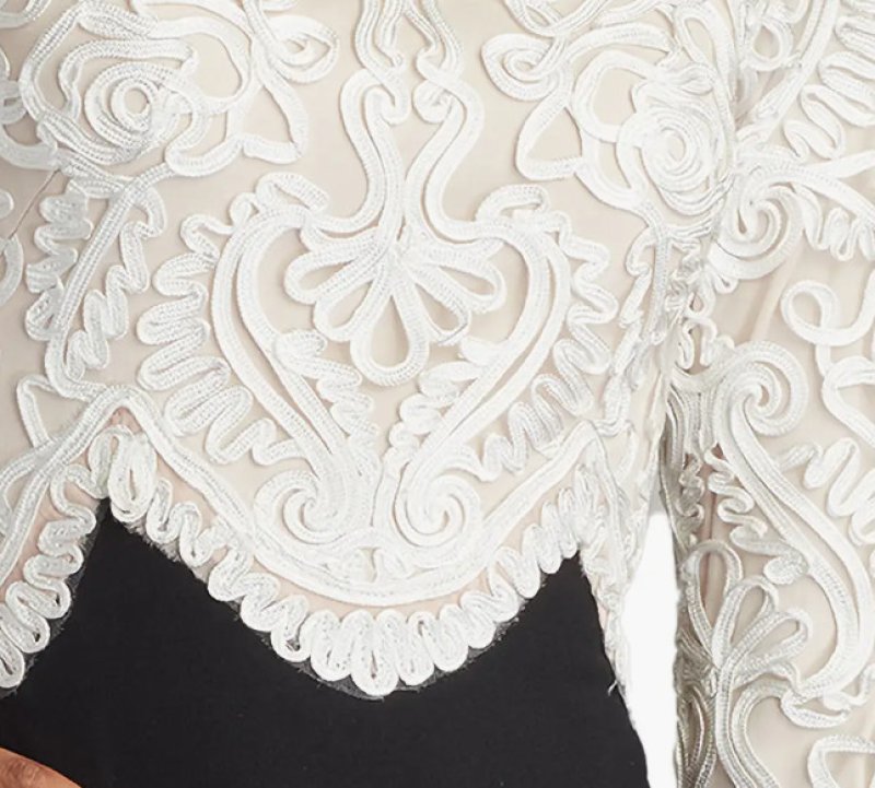 画像4: Tadashi Shoji  タダシショージ   Verae Embroidered Bodice Gown ブラック、ホワイト (4)