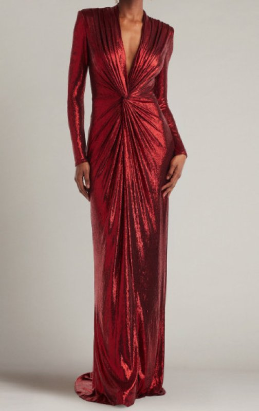 画像1: Tadashi Shoji タダシショージ  　Ferrum Metallic Twist Drape Gown　レッド系 (1)