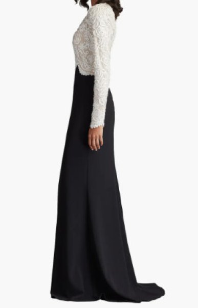 画像3: Tadashi Shoji  タダシショージ   Verae Embroidered Bodice Gown ブラック、ホワイト (3)