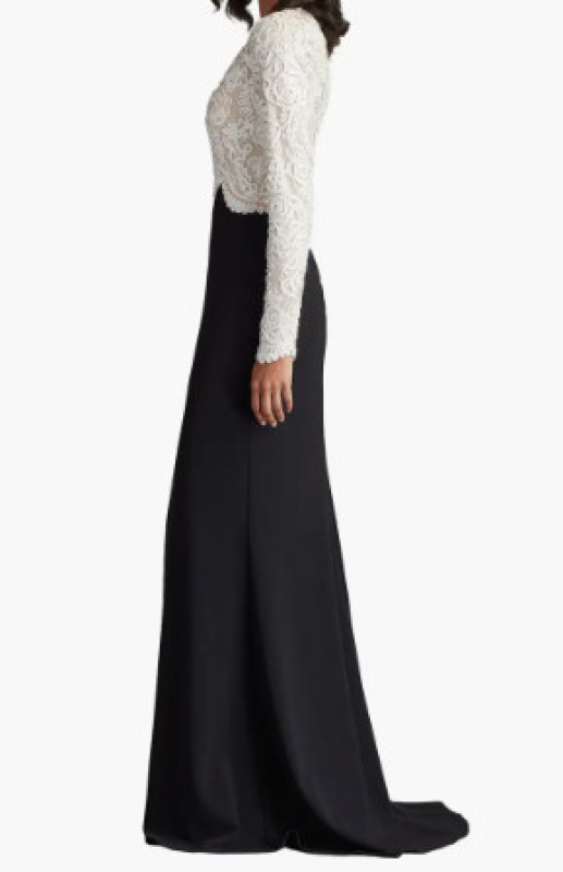 画像3: Tadashi Shoji  タダシショージ   Verae Embroidered Bodice Gown ブラック、ホワイト (3)