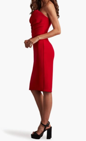 画像3: Tadashi Shoji タダシショージ   Pique ストラップレスドレス　レッド   (3)