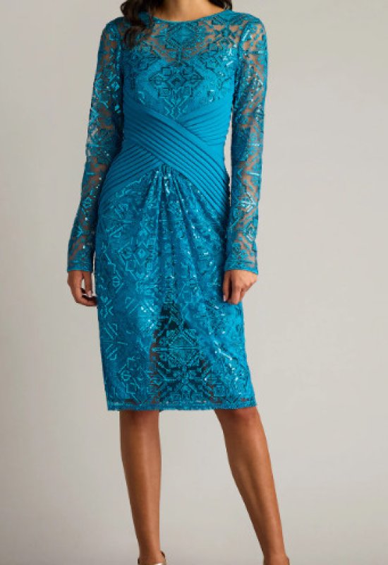 画像1: 限定セール！ Tadashi Shoji  タダシショージ　Coates Sequin Embroidered Sheath Dress ブルー   (1)