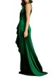 画像3: セール！Tadashi Shoji タダシショージ  　V-Neck Ruched Ruffle Front Sleeveless Velvet Gown　グリーン系    (3)