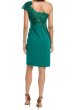 画像2: 9/30までセール！Tadashi Shoji タダシショージ   Reya One-Shoulder Embroidered Illusion Dress　グリーン (2)