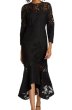 画像1: セール！Marchesa Notte マルケッサノッテ　Rosa Quarter Sleeve Lace Midi Dress ブラック (1)