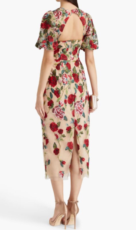 画像2: セール！Marchesa Notte マルケッサノッテ　花柄刺繍チュールミディドレス  13854 (2)