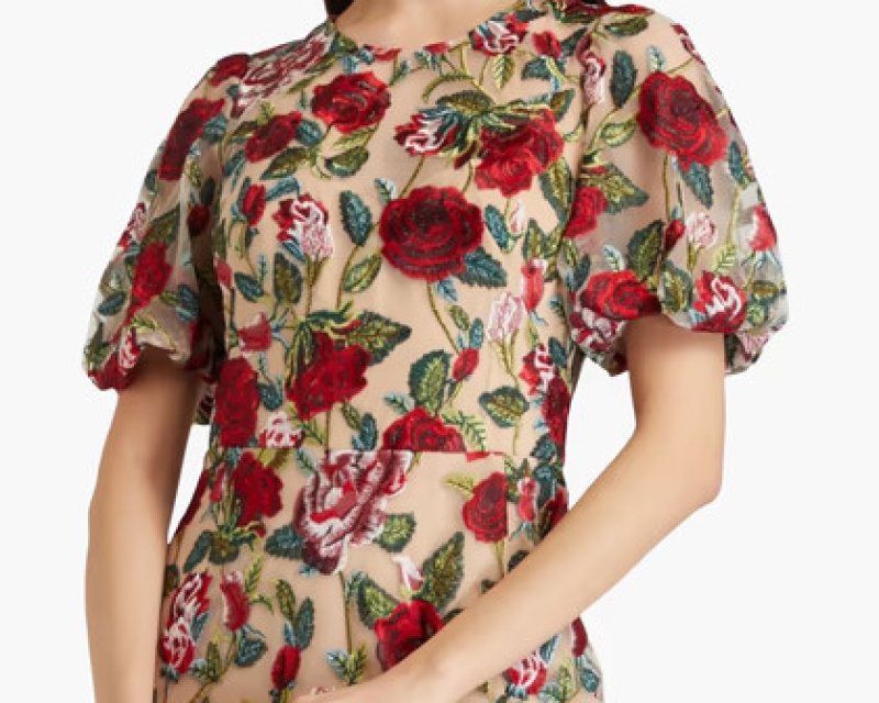 画像3: セール！Marchesa Notte マルケッサノッテ　花柄刺繍チュールミディドレス  13854 (3)