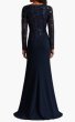 画像2:  Tadashi Shoji  タダシショージ　Forena Embroidered Crepe Gown ネイビー (2)