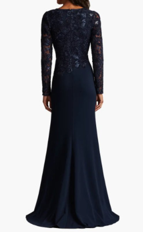 画像2:  Tadashi Shoji  タダシショージ　Forena Embroidered Crepe Gown ネイビー (2)