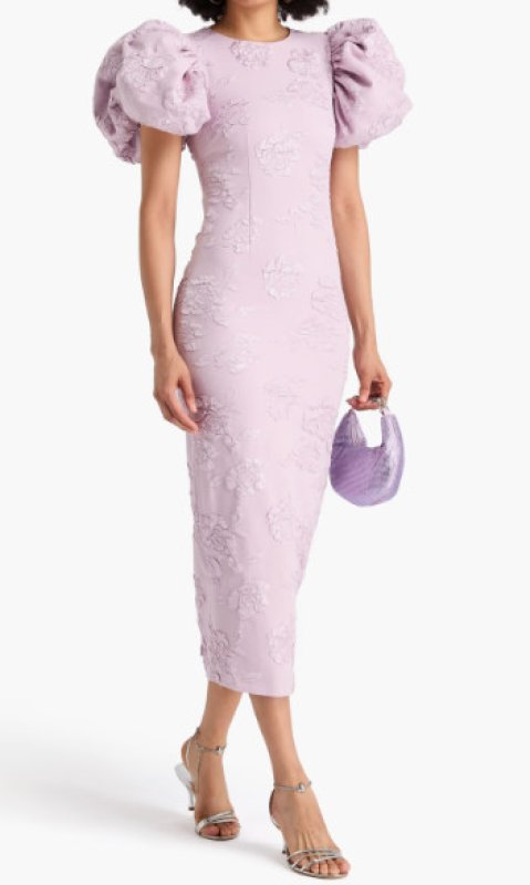 画像1: セール！ROTATE ジャガードパフスリーブドレス　ライラック系 (1)