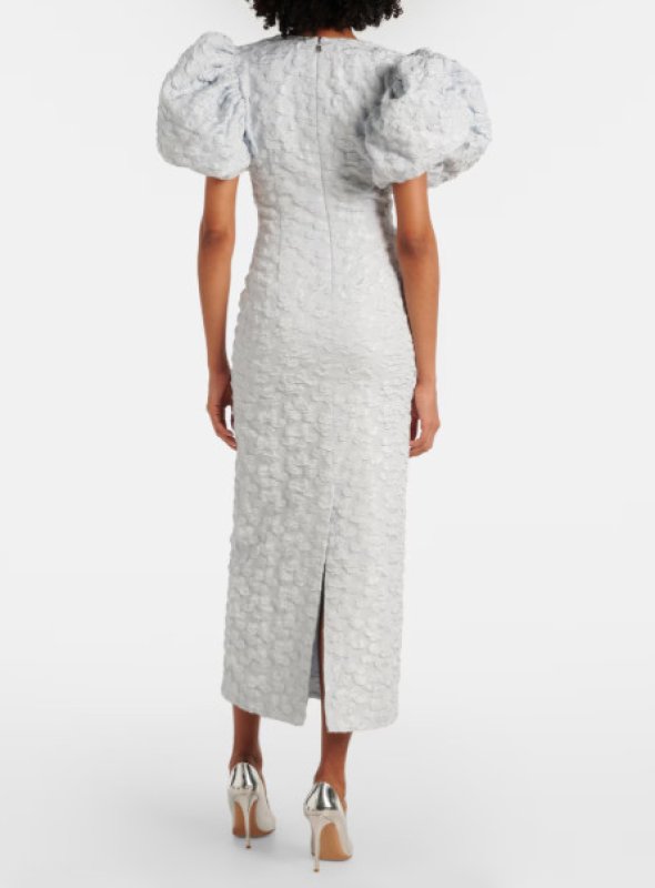 画像2: セール！ROTATE ジャガードパフスリーブドレス　ブルー系 (2)