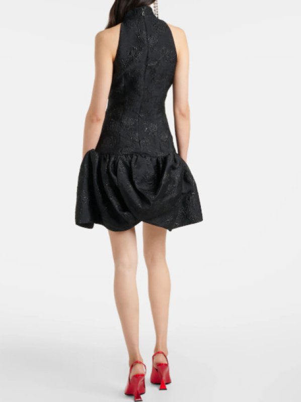 画像2: セール！ROTATE 　ドレープジャガードミニドレス　ブラック (2)