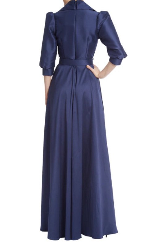 画像2: セール！Badgley Mischka   Mikado Belted Collared Gown (2)
