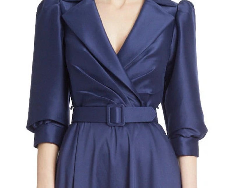 画像3: セール！Badgley Mischka   Mikado Belted Collared Gown (3)