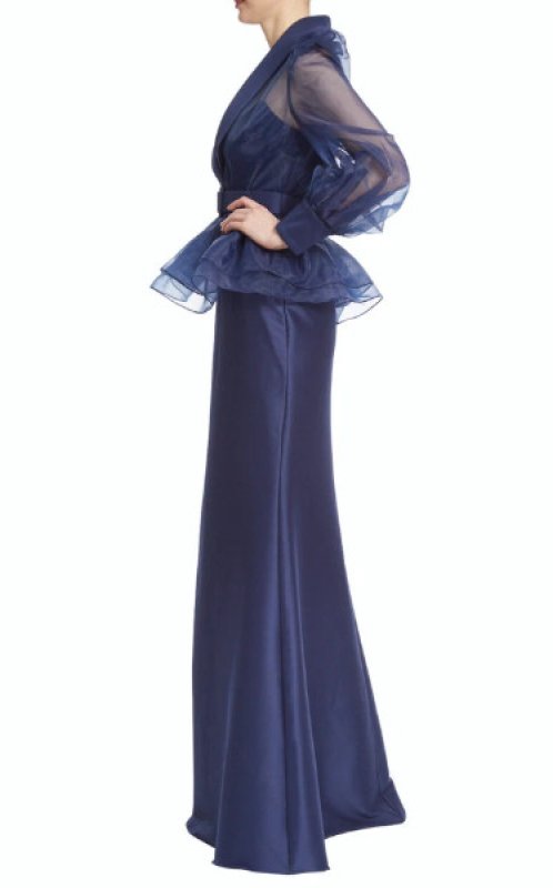 画像2: セール！Badgley Mischka  オーガンジーペプラムドレス (2)