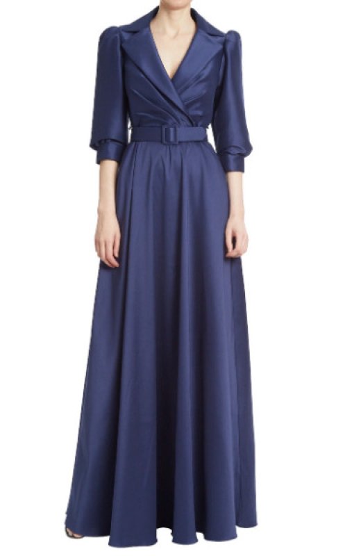 画像1: セール！Badgley Mischka   Mikado Belted Collared Gown (1)