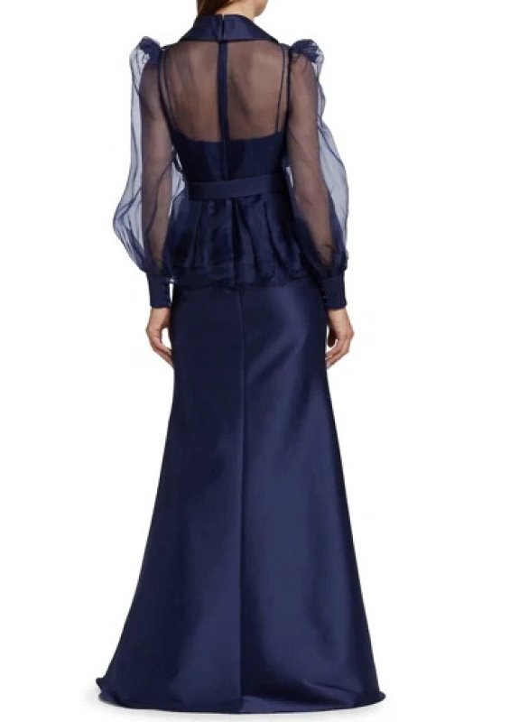 画像3: セール！Badgley Mischka  オーガンジーペプラムドレス (3)