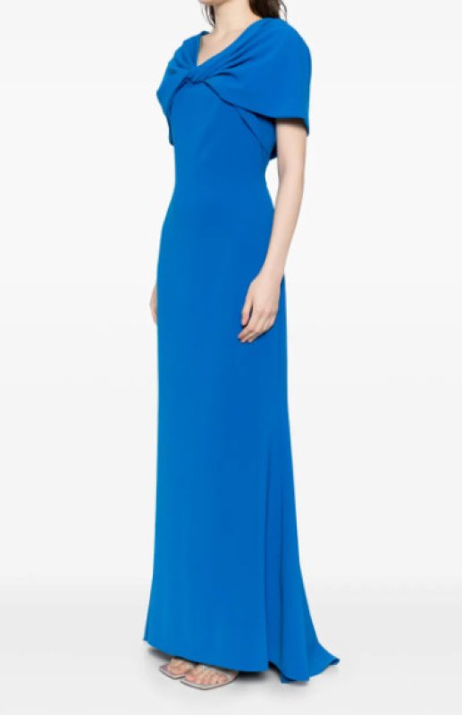 画像2: セール！Badgley Mischka   ツイストドレープガウン　ブルー (2)