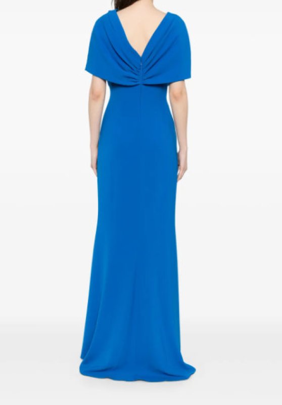 画像3: セール！Badgley Mischka   ツイストドレープガウン　ブルー (3)