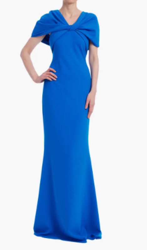 画像1: セール！Badgley Mischka   ツイストドレープガウン　ブルー (1)