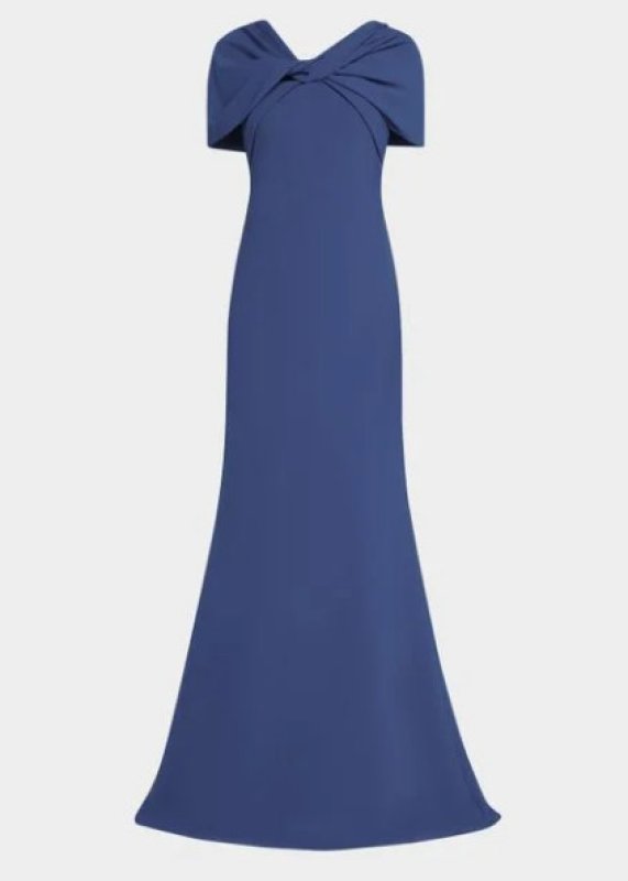 画像3: セール！Badgley Mischka   ツイストドレープガウン　ネイビー (3)