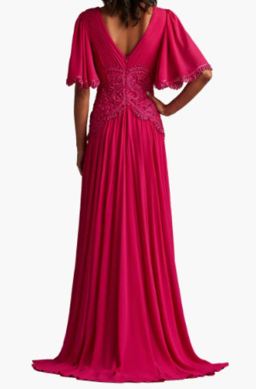 画像2: Tadashi Shoji タダシショージ  Indira Embroidered Chiffon Gown ピンク (2)