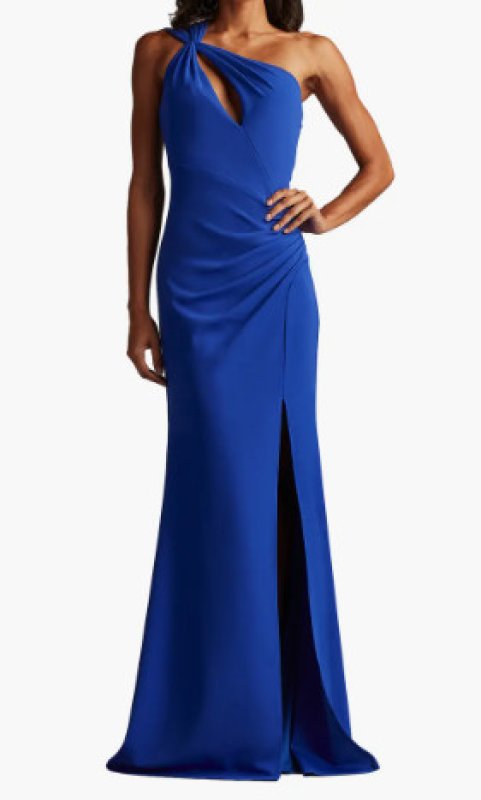 画像1: Tadashi Shoji  タダシショージ  Viveca　ワンショルダーキーホールガウン  　ブルー (1)