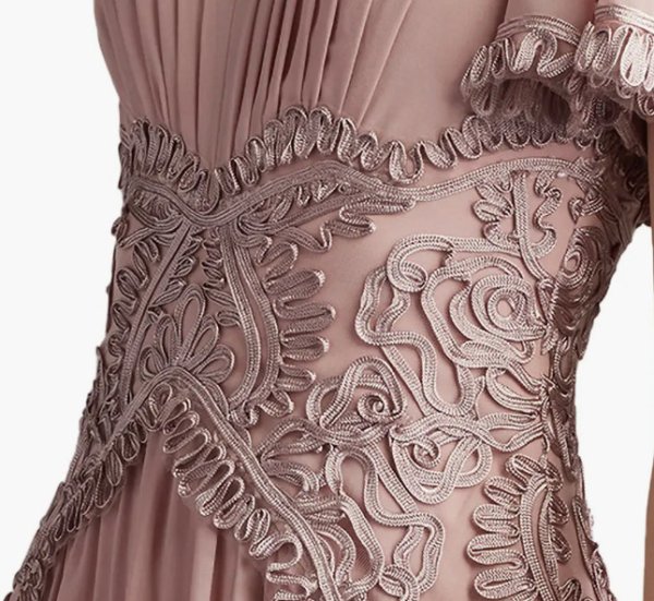 画像3: Tadashi Shoji タダシショージ  Indira Embroidered Chiffon Midi Dress  ベージュ系 (3)