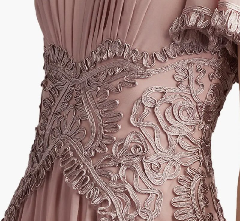 画像3: Tadashi Shoji タダシショージ 　Indira Embroidered Chiffon Midi Dress  ベージュ系 (3)