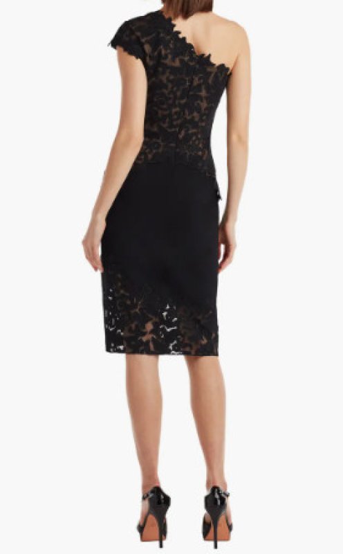 画像2: Tadashi Shoji タダシショージ 　Rinelle Laser-Cut ワンショルダードレス　ブラック (2)