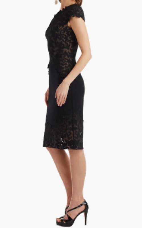 画像3: Tadashi Shoji タダシショージ 　Rinelle Laser-Cut ワンショルダードレス　ブラック (3)