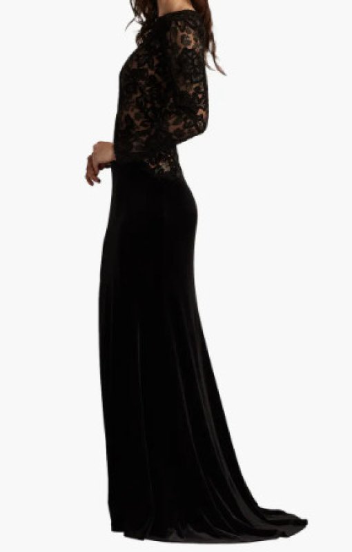 画像3:  Tadashi Shoji  タダシショージ　Forena Embroidered Crepe Gown ブラック (3)