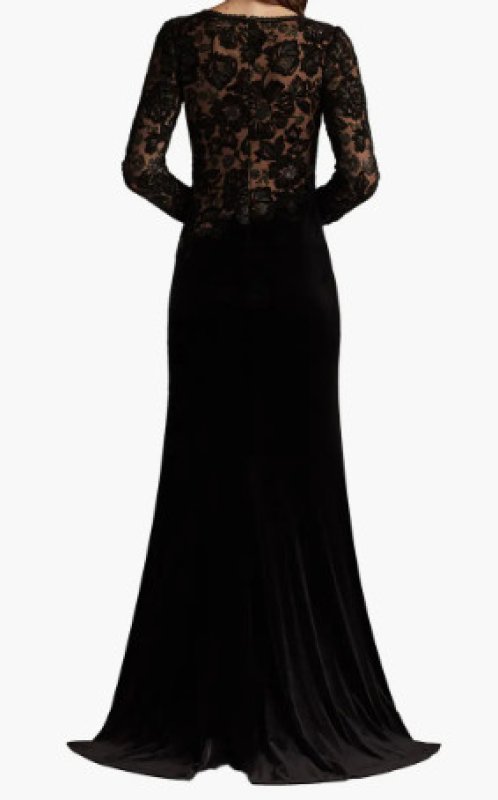 画像2:  Tadashi Shoji  タダシショージ　Forena Embroidered Crepe Gown ブラック (2)