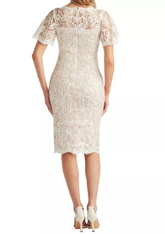 画像2: Tadashi Shoji  タダシショージ  Arnett Embroidered Flutter Sleeve Dress アイボリー (2)